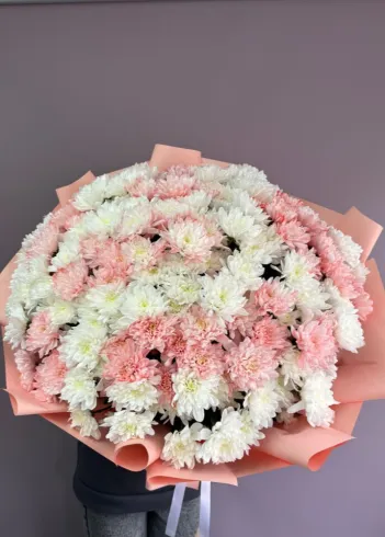 Букет гигант из хризантем Персиковый от интернет-магазина цветов в 