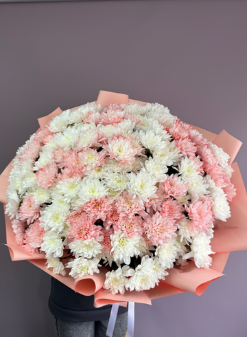 Букет гигант из хризантем Персиковый  от интернет-магазина цветов в 