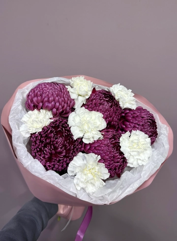 Дуобукет «Бигуди и диантусы» от интернет-магазина цветов в 