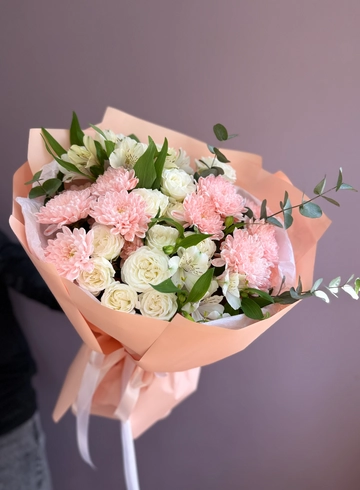 Букет из роз хризантем и альстромерий &laquo;Гармония&raquo; от интернет-магазина цветов в 